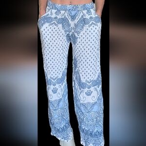 Light Blue Paisley Beach Pants